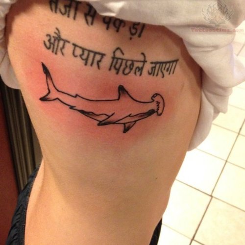 Hammerhead Shark Tattoo On Thigh